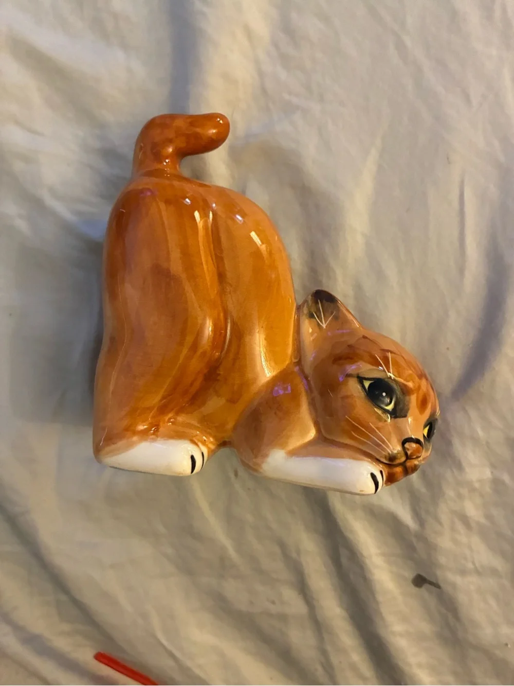 Vintage Mann Orange Ceramic Cat